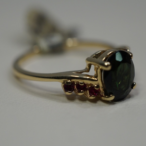 14KY Gold Genuine Tourmaline & Ruby Ring - Picture 5 of 7